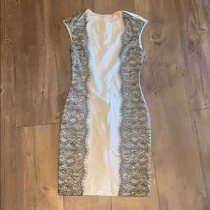 White and black dress.